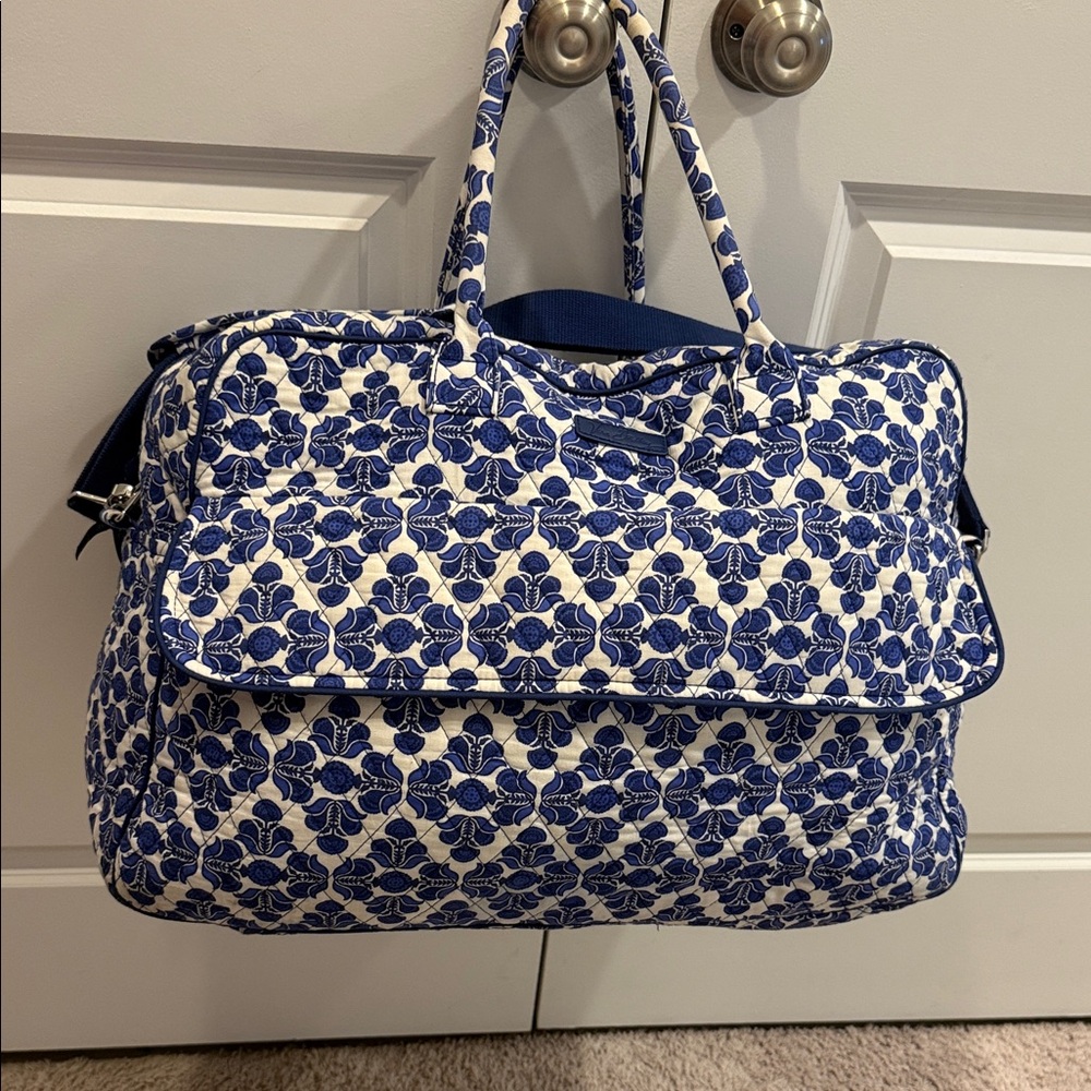 Vera Bradley Navy and White Floral Large Weekender Bag